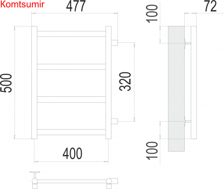 Аврора П4 400х500 бп320 Полотенцесушитель  TERMINUS
