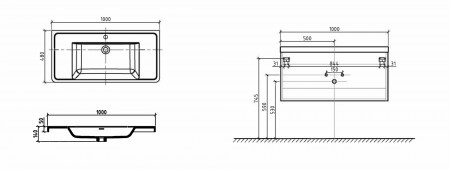 Раковина из искусственного мрамора BelBagno ANCONA-N ENERGIA-N EA-1000-LVB