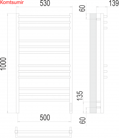 Соренто П12 500х1000 электро (sensor quick touch) Полотенцесушитель  TERMINUS