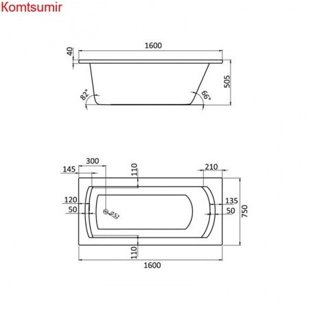 Ванна акриловая Santek МОНАКО XL прямоугольная 160х75 белая
