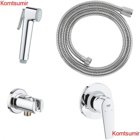 Гигиенический душ со смесителем Grohe Bauflow керамический картридж, шланг 125 см. хром (29328000)