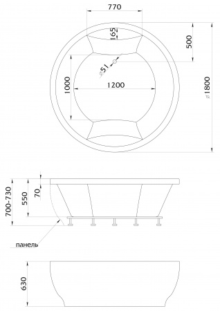 Акриловая ванна 1Marka Aima OMEGA 180x180 Акриловая ванна 1Marka Aima OMEGA 180x180