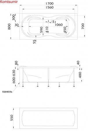 Акриловая ванна 1Marka DINAMIKA 170x80