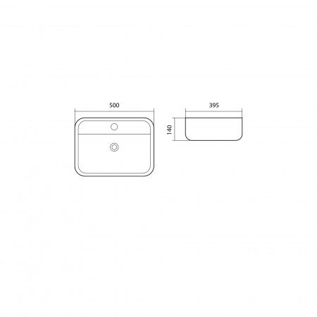 Раковина накладная для установки на столешницу AQUATEK ВЕГА AQ5506-00, 500*395*140 мм, с отверстием под смеситель