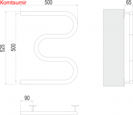 Электро 25 М-обр 500х500 Полотенцесушитель  TERMINUS
