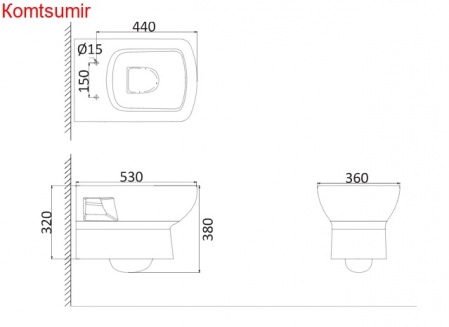 TOURS Унитаз подвесной, микролифт, SLIM 530*360*320 TOURS Унитаз подвесной, микролифт, SLIM 530*360*320
