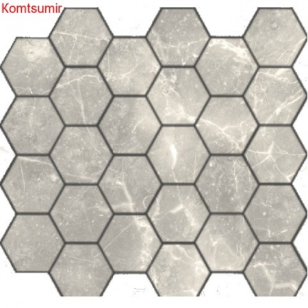 Мозаика Caramelle Mosaic Travertino silver MAT hex Мозаика Caramelle Mosaic Travertino silver MAT hex