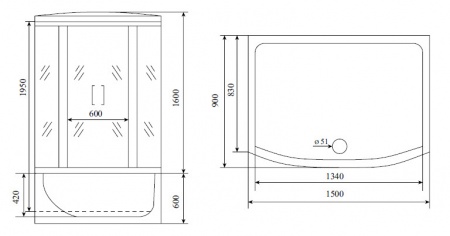 Timo Lux T-7750 душевая кабина (150*88*220) NEW, шт