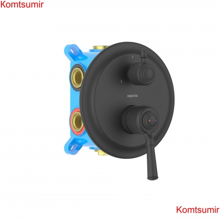Смеситель для ванны 3 режима (внешняя и скрытая часть) AQUATEK, матовый черный AQ1547MB КЛАССИК