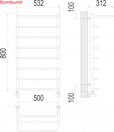 Полка П8 500х800  Полотенцесушитель  TERMINUS