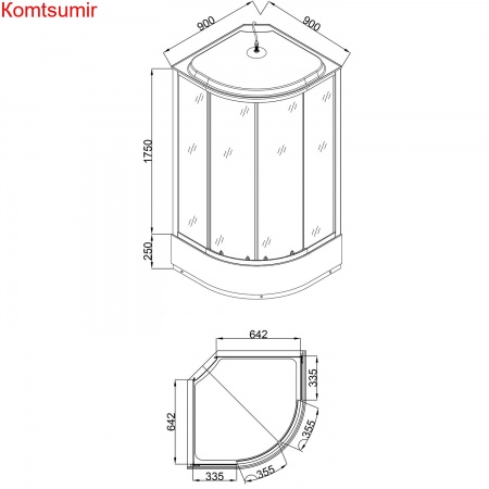 Душевая кабина Loranto 90x90x215 поддон 25 см, 4 мм прозрачное стекло с рисунком "мозайка" (CS-900-25ТМ/М)