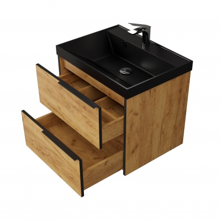 Тумба Fostero 60 подвесная Дуб Крафт золотой с раковиной