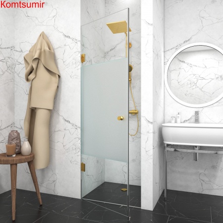 Душевая дверь 95х200 "GLASS" Распашная, фурнитура хром, прозрачное стекло 6 мм.