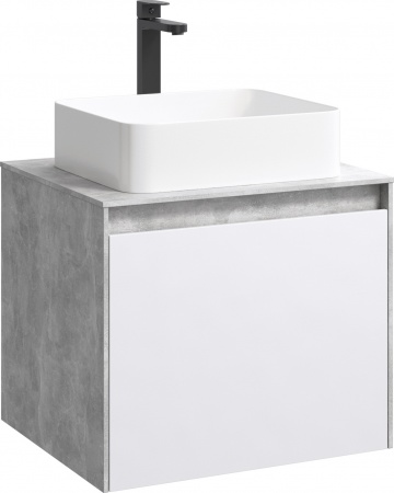 Тумба с раковиной Aqwella 5 stars Mobi 60 бетон светлый, белая