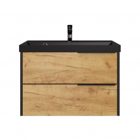 Тумба Fostero 80 подвесная Дуб Крафт золотой с раковиной