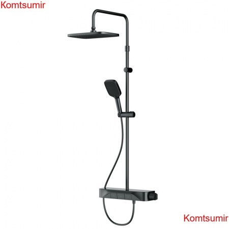 AM.PM F078F222 Func, душ. система: см-ль-полка д/душа с ТМС: душ.штанга, верхн. душ квадр., ручн.душ, черн