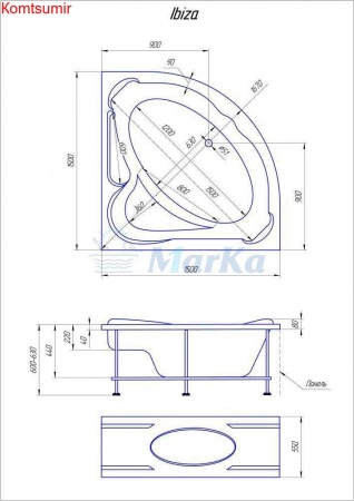 Акриловая ванна 1Marka IBIZA 150х150