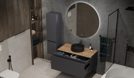 Тумба Cossety 100 подвесная Антрацит/Дуб Крафт золотой