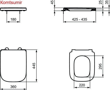 Сиденье с крышкой для унитаза Ideal Standard i.life B с функцией плавного закрытия, дюропласт, металлические шарниры, легкосъемное (T468301)