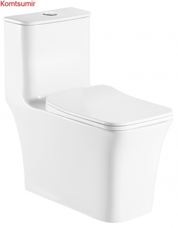 Унитаз-моноблок Azario GRESSA 705х370х760 напольный, безободковый, в комплекте со смывным механизмом Geberit и сиденьем дюропласт микролифт (AZ-1111-G)