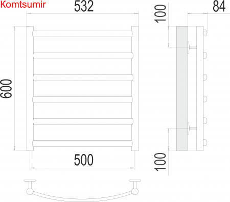 Атланта+ П6 500х600 Полотенцесушитель  TERMINUS