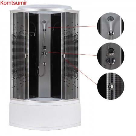 Душевая кабина Loranto 90x90x215 поддон 40 см, 4 мм прозрачное стекло с рисунком "мозайка" (CS-986ТМ/G)