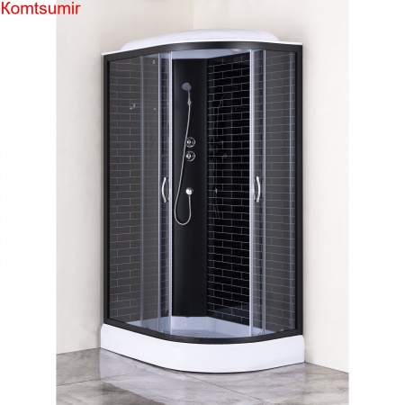 Душевая кабина Loranto 120х80х215 левостороняя, поддон 13см, черный кирпичный узор, прозрачное стекло 4мм, профиль черный (CS6612013LGB120)