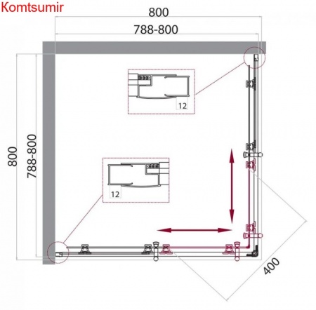 Душевой уголок BelBagno UNO-195-A-2-80-P-Cr