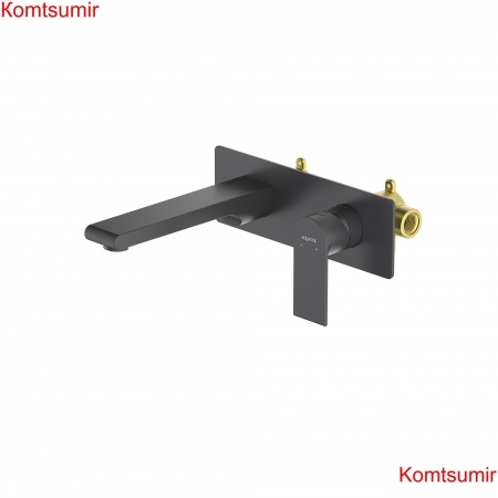 Смеситель для раковины настенный (внешняя и скрытая часть) AQUATEK, матовый черный AQ1413MB ЛИРА