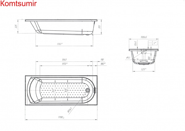 Акриловая ванна 1Marka Ванна Poseidon Lily 170x70