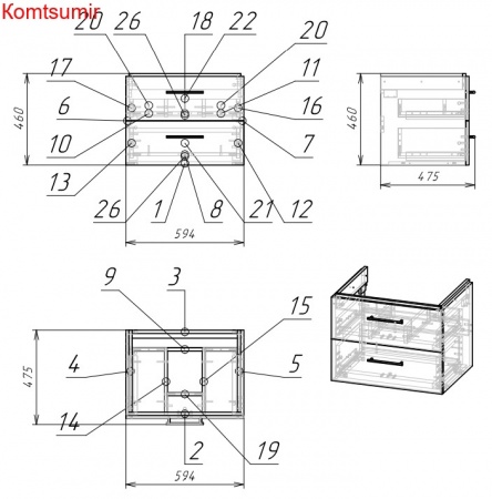 Тумба Cersanit LARA 60