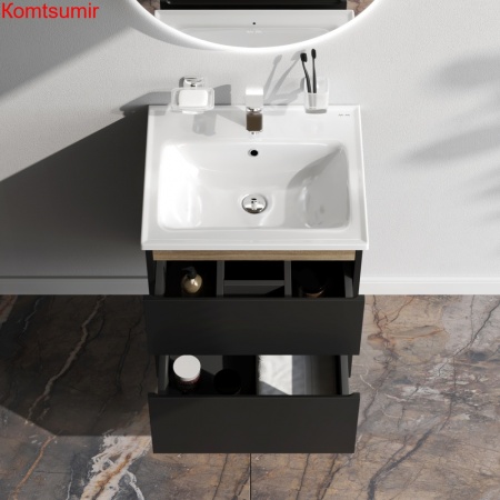 M85AFHX0552BM X-Joy, База под раковину, подвесная, 55 см, 2 ящика, черный матовый