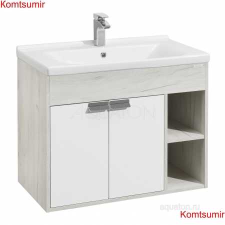Тумба под раковину AQUATON Флай 80 подвесная, дуб крафт (1A237401FAX10)