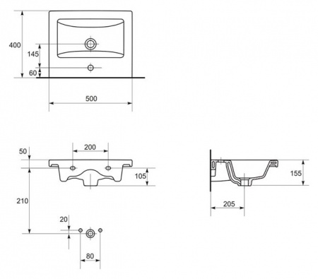Мебельная раковина Cersanit Como 50