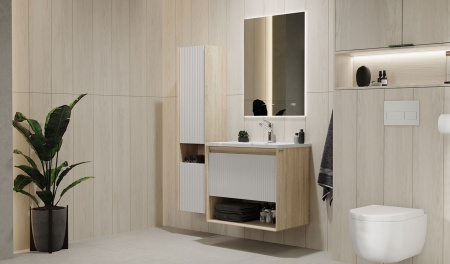 Тумба Tossony 70 подвесная Сонома светлая/Белый