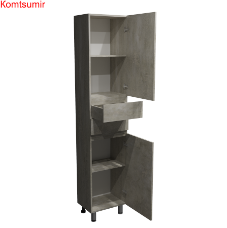 Пенал Djena Окант напольный 40 2 двери 2 ящика цемент правый Пенал Djena Окант напольный 40 2 двери 2 ящика цемент правый