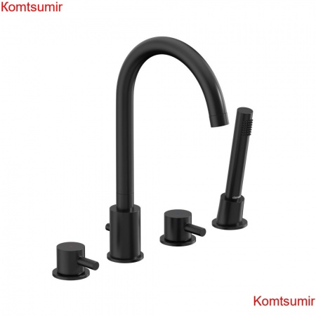Damixa 360400300 Scandinavian Pure смеситель на борт ванны, четырёхсекционный, черный матовый