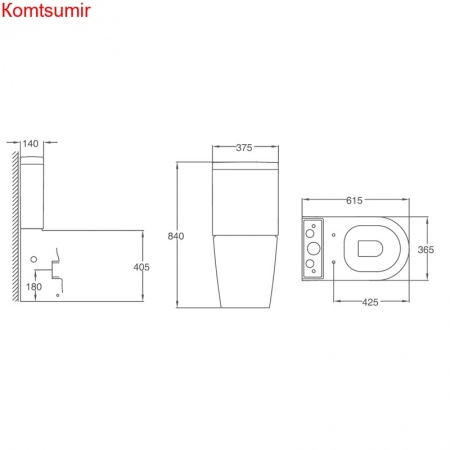 Унитаз компакт напольный Azario Luana 615х375х840 безободковый с сиденьем микролифт (AZ-8593)