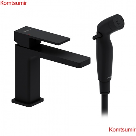 Damixa 530300300 Gala смеситель для умывальника с гигиеническим душем, черный матовый