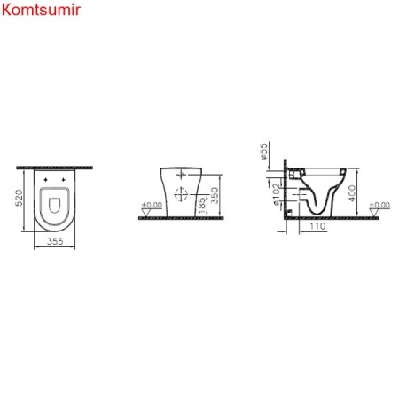 Унитаз подвесной VitrA Zentrum 55795B003-0075 безободковый с сиденьем Унитаз подвесной VitrA Zentrum 55795B003-0075 безободковый с сиденьем