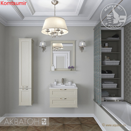 Тумба под раковину AQUATON Леон 65 подвесная, дуб бежевый (1A187001LBPR0)