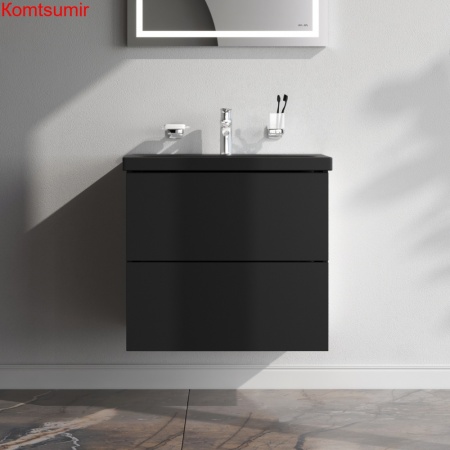 M90FHX06022BM GEM, База под раковину, подвесная, 60 см, 2 ящика push-to-open, цвет: черный матовый