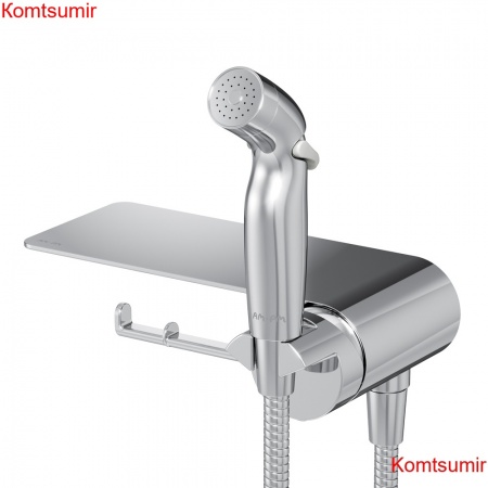 AM.PM F0H8F900 Func, гигиенический набор со смесителем для душа с полкой, хром, шт.