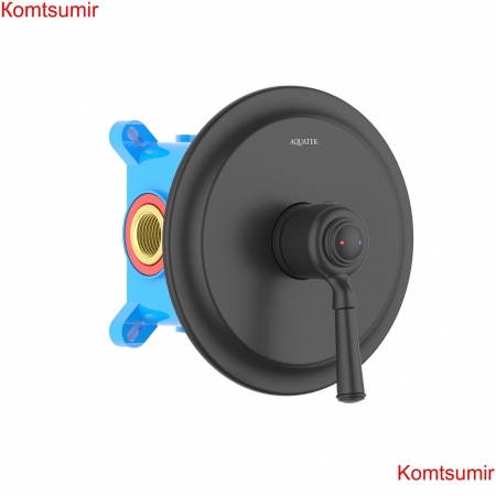 Смеситель для душа (внешняя и скрытая часть) AQUATEK, матовый черный AQ1566MB КЛАССИК