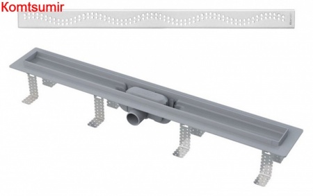 Душевой лоток AlcaPlast APZ8-Simple 750 с решеткой и опорами серый, хром, выпуск боковой