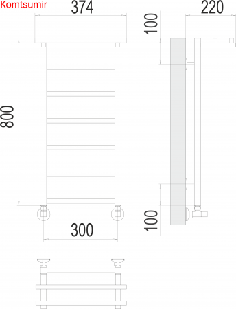 Контур с/п П7 300х800 Полотенцесушитель  TERMINUS