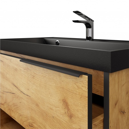 Тумба Fostero 80 подвесная Дуб Крафт золотой с раковиной