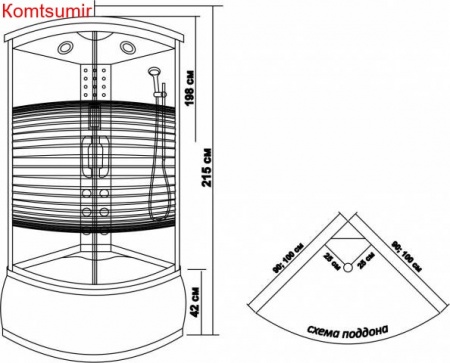 Душевая кабина 100х100х215 Водный Мир ВМ-8808-100