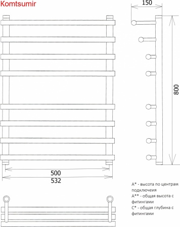 Полотенцесушитель водяной Двин F braid 80/50 1"-3/4"-1/2"