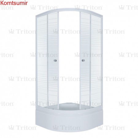 Душевой уголок Triton "Стандарт 100*100 В1" АКВА - ПОЛОСЫ, полукруг, сред. поддон (3 места+сифон E410CL)